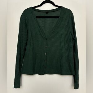 SHEIN Green Cardigan - Size Large (Dark Hunter Green)